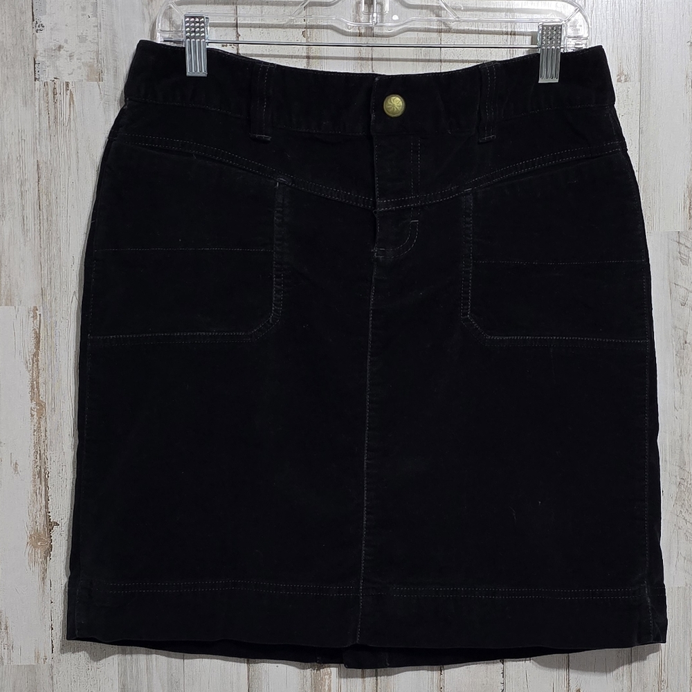 Athleta Black Washed Velvet Pockets Short Mini Pencil Skirt Size 10